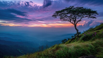 Majestic sunset over a mountain range.