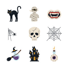 Spooky Halloween Icons: Vector Set for Festive Designs