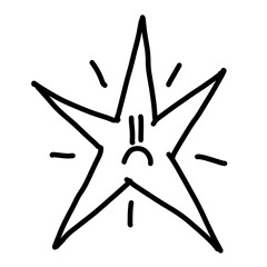Doodle of a five-pointed star with a sad expression