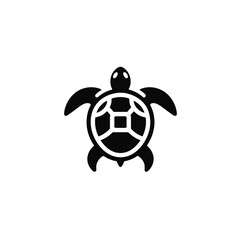 Black Turtle Silhouette Icon – Vector Illustration on White Background