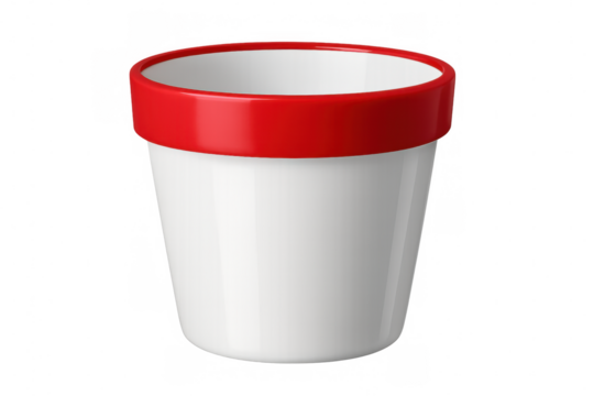 White and red plastic cup with transparent background