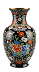 Floral vase antique decorative ceramic isolated on transparent background