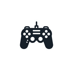 Simple black and white graphic of a video game controller.