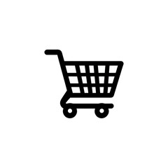 Shopping Cart Icon Set – Black Silhouette Vector on White Background