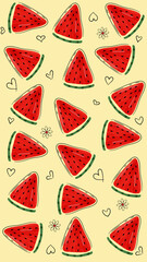 Cute Watermelon Slice Summer Pattern Background