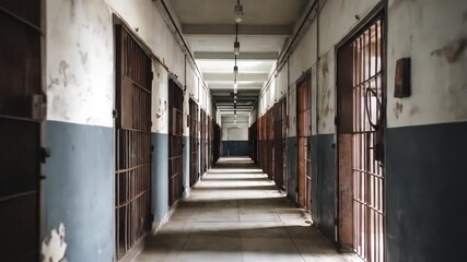 Empty prison corridor - Powered by Adobe
