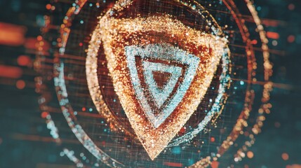 Fototapeta premium Dynamic digital shield symbolizing security and technology virtual environment abstract art futuristic perspective