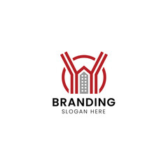 Modern initial letter W building logo template