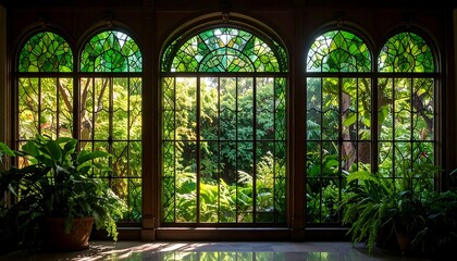 Green stained glass window