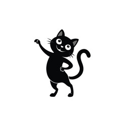 Happy Cat Dancing – Animal Silhouette Vector

