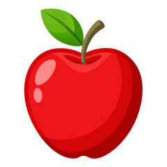 Simple red apple with green leaf and stem illustration