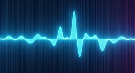 Abstract glowing blue sound wave on a dark technology background