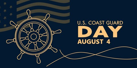 Celebrating u s coast guard day on august 4th with a nautical theme featuring a ship s wheel and american flag