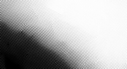 Abstract black and white halftone dot pattern with gradient effect