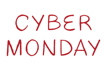 Cyber monday lettering Handwritten word Modern brush calligraphy Template for marketing ad, print, web, banner, poster, flyer Ink illustration