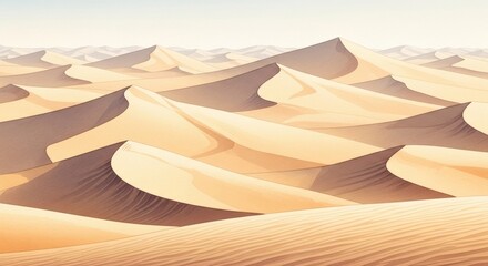 Serene Desert Dunescape: A Breathtaking Panorama of Sand and Sky