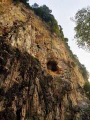 Explore the rugged beauty of rocky cliffs adorned with resilient trees and lush plants. These natural formations are a testament to the power of geology and erosion, creating breathtaking landscapes i