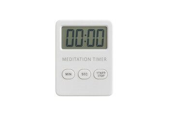 White digital meditation timer product shot isolated on white background