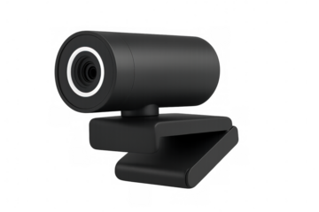 Modern Black Webcam with Transparent Background