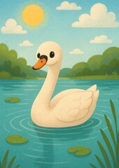 Obraz premium Serene swan in tranquil lake.