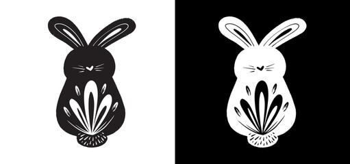 black and white rabbit