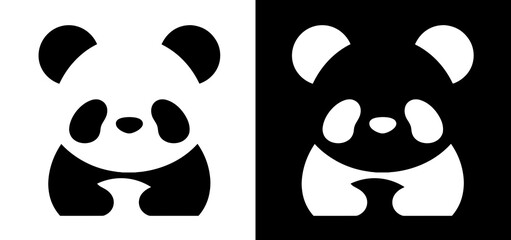 panda logo design black and white