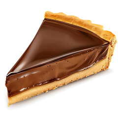 Slice of Chocolate Tart with Smooth Filling and Crisp Pastry