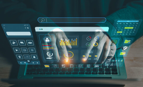 Process of creating an interface for a mobile app. User interface and experience concept. Holographic displays, icons, data visualizations. Web, application, coding develop. UX-UI design development.