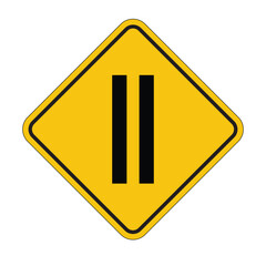 Caution Sign Indicating Double Line Marking for Roadway Awareness