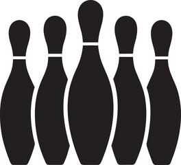 Group of black bowling pins isolated on white background