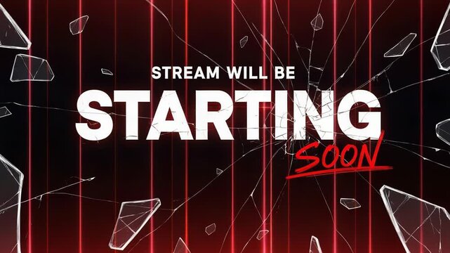 Stream Starting Soon: Red and White Broadcast Announcement  Stream starting soon screen, overlay loop, animated virtual backgrounds, vtuber asset twitch zoom OBS.