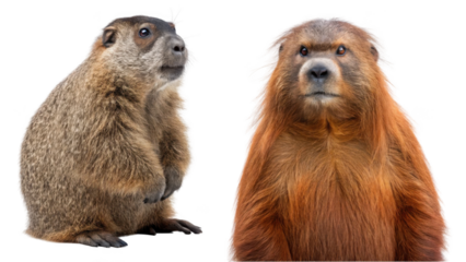 Beaver Animal and Orangutan Animal on transparent background