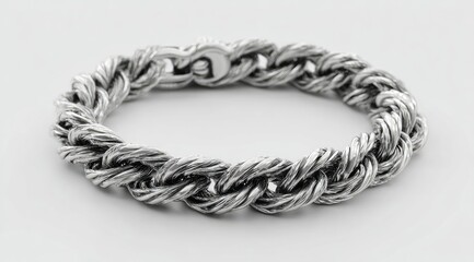 Naklejka premium Silver rope bracelet, close-up