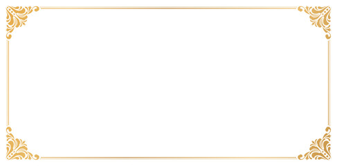 rectangle Decorative frame Elegant element corner for design in Eastern style, place for text. Floral golden border. Lace illustration for invitations and greeting cards, elements design material
