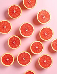 Grapefruit slices on pink background (2)