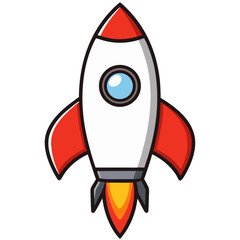 Simple cartoon icon of a rocket ship in a front view.