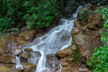 A waterfall during the monsoons near Pune India. Monsoon is the annual rainy season in India from June to September.