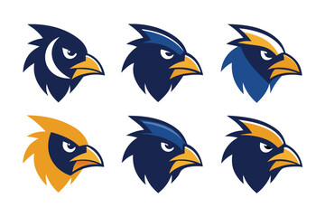 Fototapeta premium Vector art of six eagle head logos isolated on white background, showcasing a variety of designs
