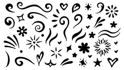 Hand Drawn Doodle Elements Vector Set.