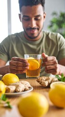 Man enjoying herbal tea