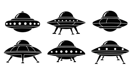 Set of ufo silhouette vector.
