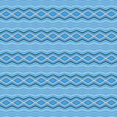 Blue zigzag diamond pattern with rhythmic flow and optical symmetry. Ideal for textile, wallpaper, or abstract geometric design projects.