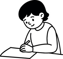 Kid Writing Birthday Card Clipart