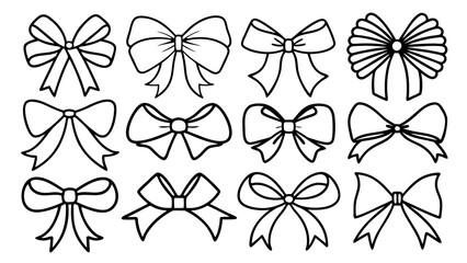 Set of bows and ribbons. Bow for gift wrapping for birthday, wedding, Christmas and many other holiday.