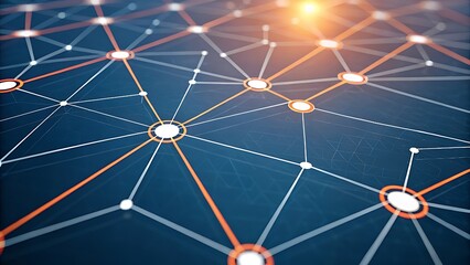 Abstract Network Connection Background with Nodes and Lines on Dark Blue