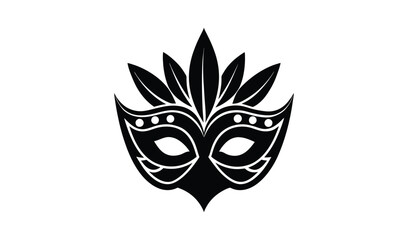 Obraz premium Black masquerade mask with feathers and ornate details