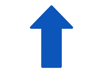 A bold blue arrow pointing upwards, isolated on a plain transparent background