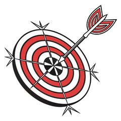 Target with multiple arrows hitting the bullseye and surrounding areas