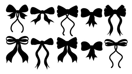 Fototapeta premium set of ribbon silhouette vector