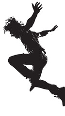 Silhouettes of man jumping
